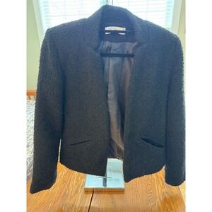 Happily Eva After Black Bouclé Wool Blend Open Front Blazer Jacket - Size M